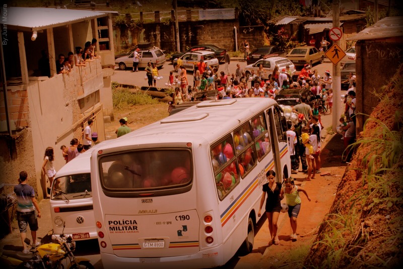 A Military Police bus leads the Christmas motorcade